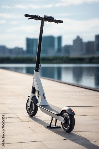 a scooter on a sidewalk