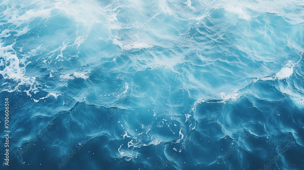 blue ocean small waves as background. top view, drone footage  - obrazy, fototapety, plakaty 