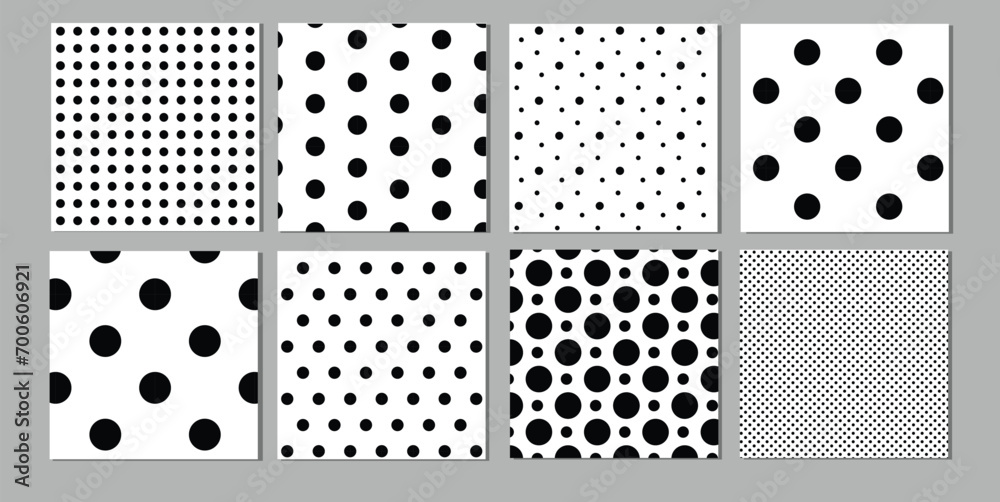 Polka dot pattern set vector