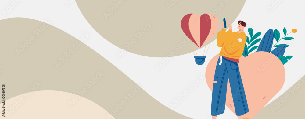 Happy Valentine's Day flat character vector concept business hand drawn illustration
