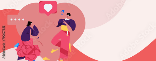 Happy Valentine's Day flat character vector concept business hand drawn illustration 