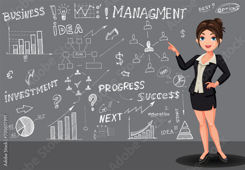 Business Woman Giving Presentation on Leadership and Success