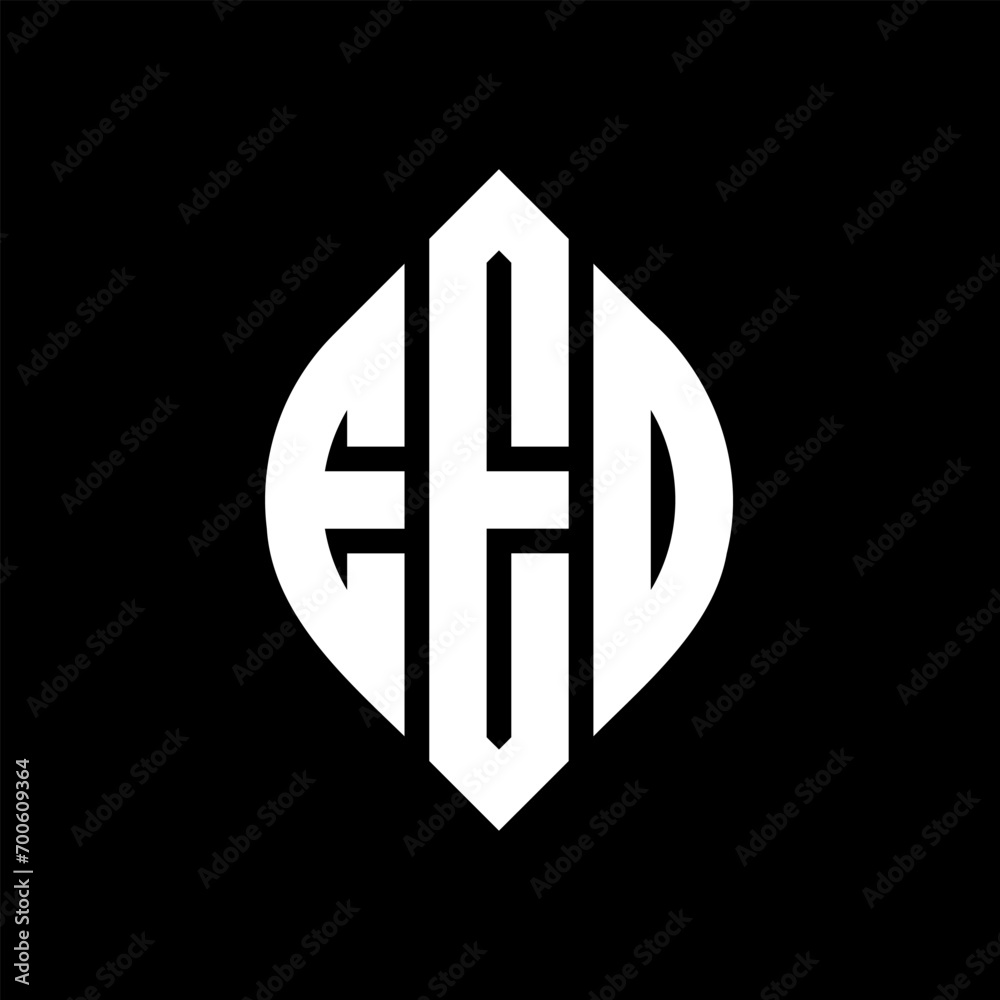 Obraz premium EED circle letter logo design with circle and ellipse shape. EED ellipse letters with typographic style. The three initials form a circle logo. EED Circle Emblem Abstract Monogram Letter Mark Vector.