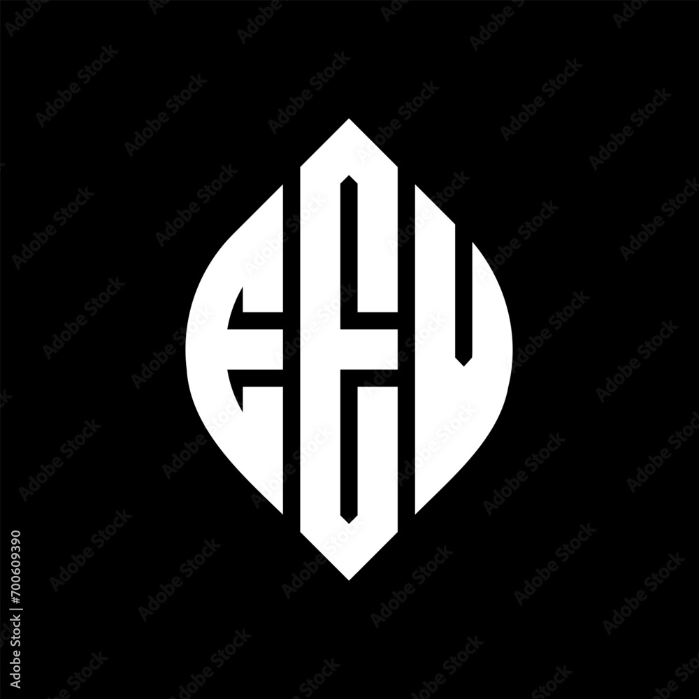 Obraz premium EEV circle letter logo design with circle and ellipse shape. EEV ellipse letters with typographic style. The three initials form a circle logo. EEV Circle Emblem Abstract Monogram Letter Mark Vector.