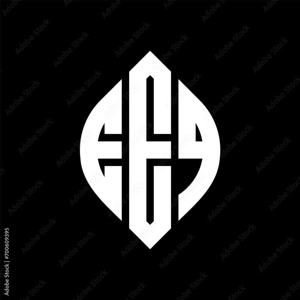 Obraz premium EEQ circle letter logo design with circle and ellipse shape. EEQ ellipse letters with typographic style. The three initials form a circle logo. EEQ Circle Emblem Abstract Monogram Letter Mark Vector.