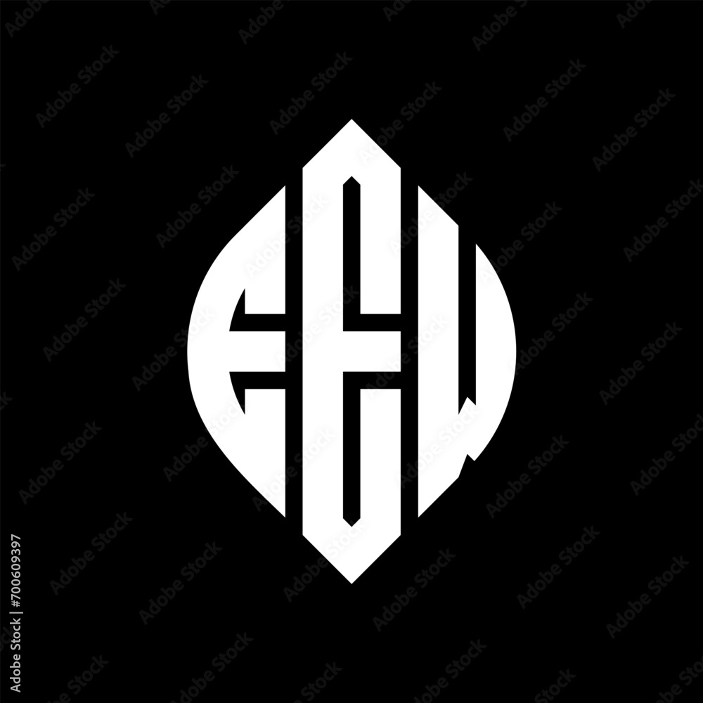 Obraz premium EEW circle letter logo design with circle and ellipse shape. EEW ellipse letters with typographic style. The three initials form a circle logo. EEW Circle Emblem Abstract Monogram Letter Mark Vector.