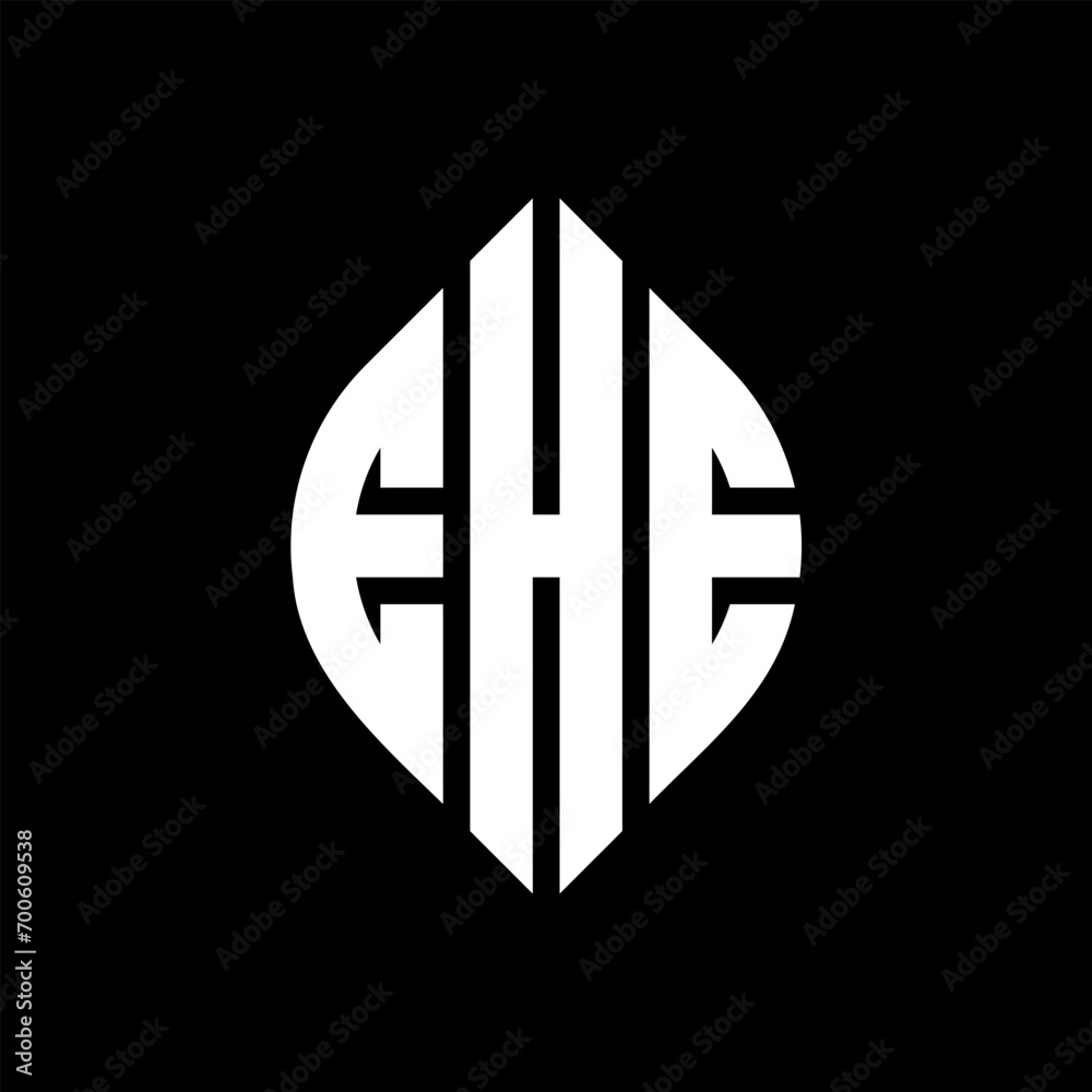 Obraz premium EHE circle letter logo design with circle and ellipse shape. EHE ellipse letters with typographic style. The three initials form a circle logo. EHE Circle Emblem Abstract Monogram Letter Mark Vector.