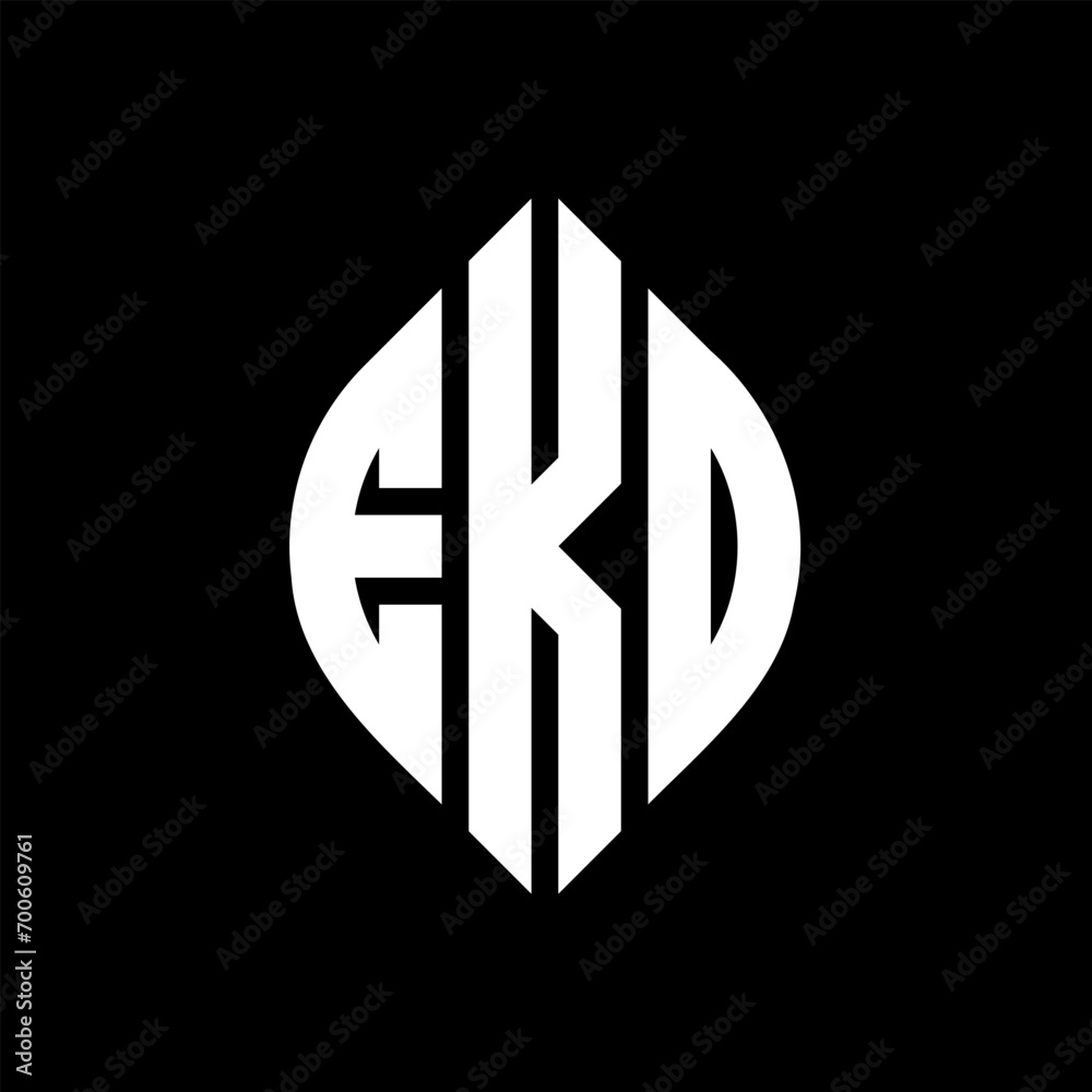 EKO circle letter logo design with circle and ellipse shape. EKO ellipse letters with typographic style. The three initials form a circle logo. EKO Circle Emblem Abstract Monogram Letter Mark Vector. - obrazy, fototapety, plakaty 