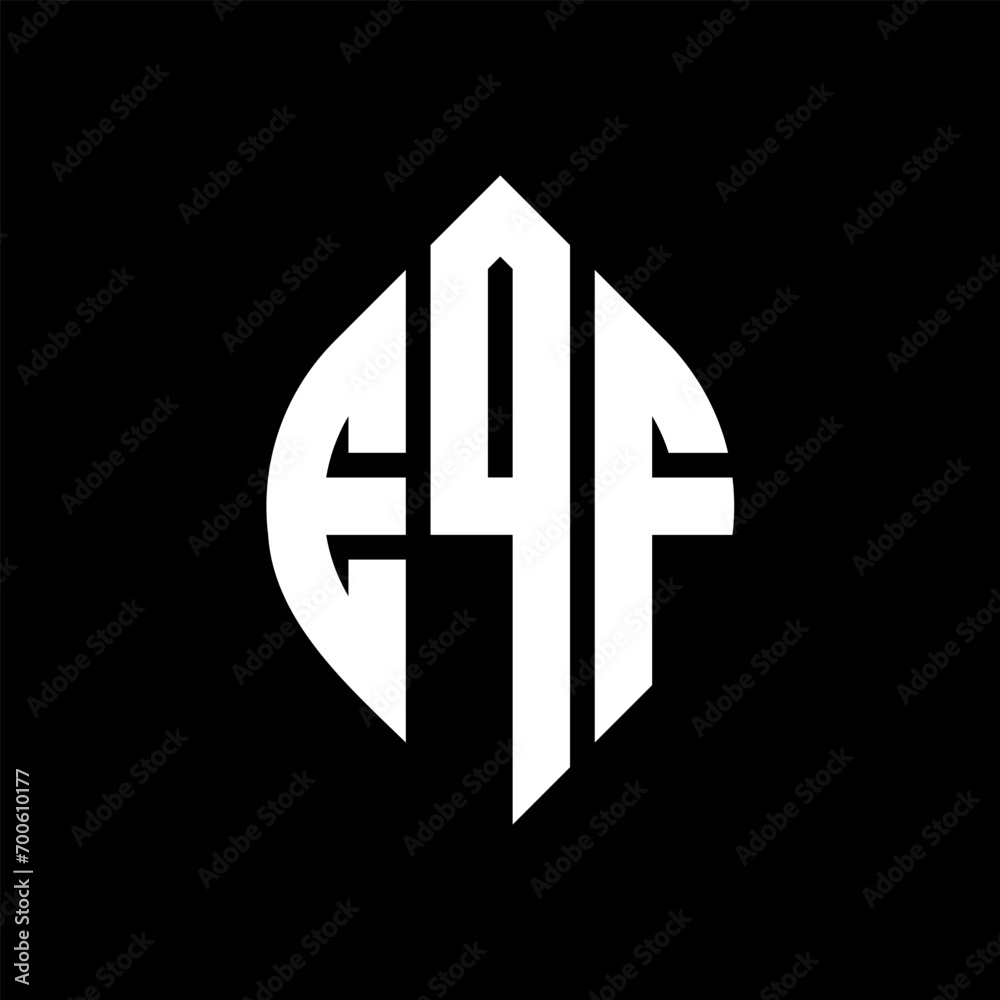 Obraz premium EQF circle letter logo design with circle and ellipse shape. EQF ellipse letters with typographic style. The three initials form a circle logo. EQF Circle Emblem Abstract Monogram Letter Mark Vector.