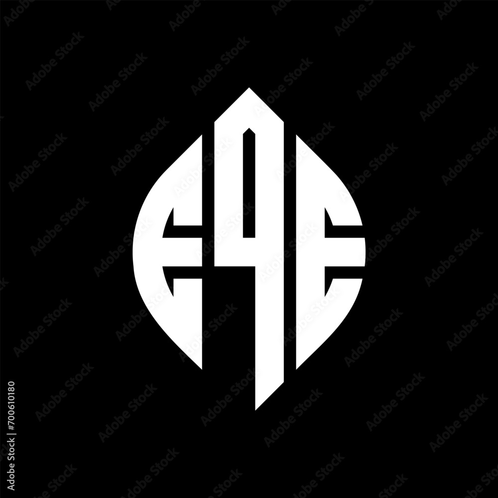 Obraz premium EQE circle letter logo design with circle and ellipse shape. EQE ellipse letters with typographic style. The three initials form a circle logo. EQE Circle Emblem Abstract Monogram Letter Mark Vector.