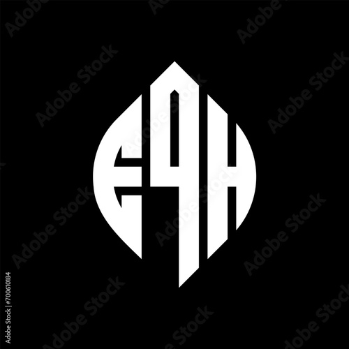 EQH circle letter logo design with circle and ellipse shape. EQH ellipse letters with typographic style. The three initials form a circle logo. EQH Circle Emblem Abstract Monogram Letter Mark Vector. photo