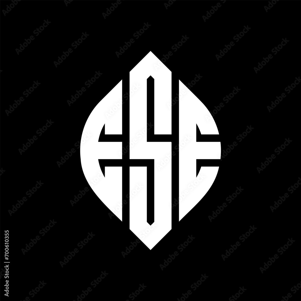 Obraz premium ESE circle letter logo design with circle and ellipse shape. ESE ellipse letters with typographic style. The three initials form a circle logo. ESE Circle Emblem Abstract Monogram Letter Mark Vector.