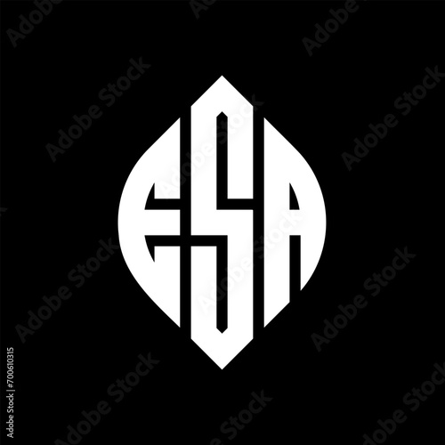 ESA circle letter logo design with circle and ellipse shape. ESA ellipse letters with typographic style. The three initials form a circle logo. ESA Circle Emblem Abstract Monogram Letter Mark Vector.