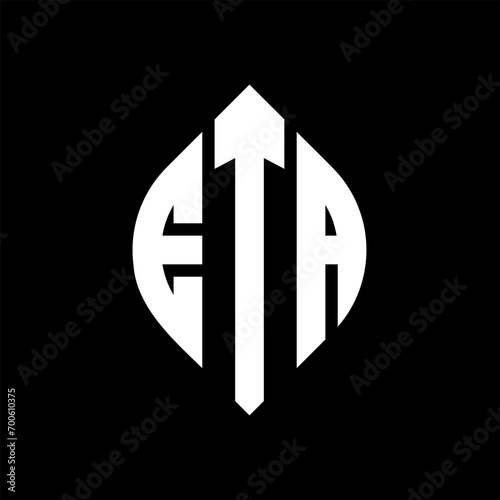 ETA circle letter logo design with circle and ellipse shape. ETA ellipse letters with typographic style. The three initials form a circle logo. ETA Circle Emblem Abstract Monogram Letter Mark Vector.