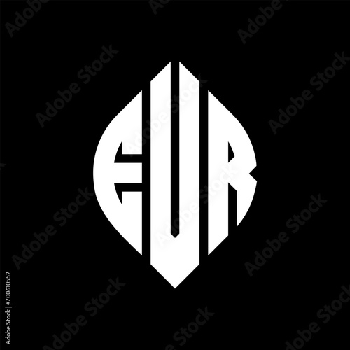 EVR circle letter logo design with circle and ellipse shape. EVR ellipse letters with typographic style. The three initials form a circle logo. EVR Circle Emblem Abstract Monogram Letter Mark Vector.