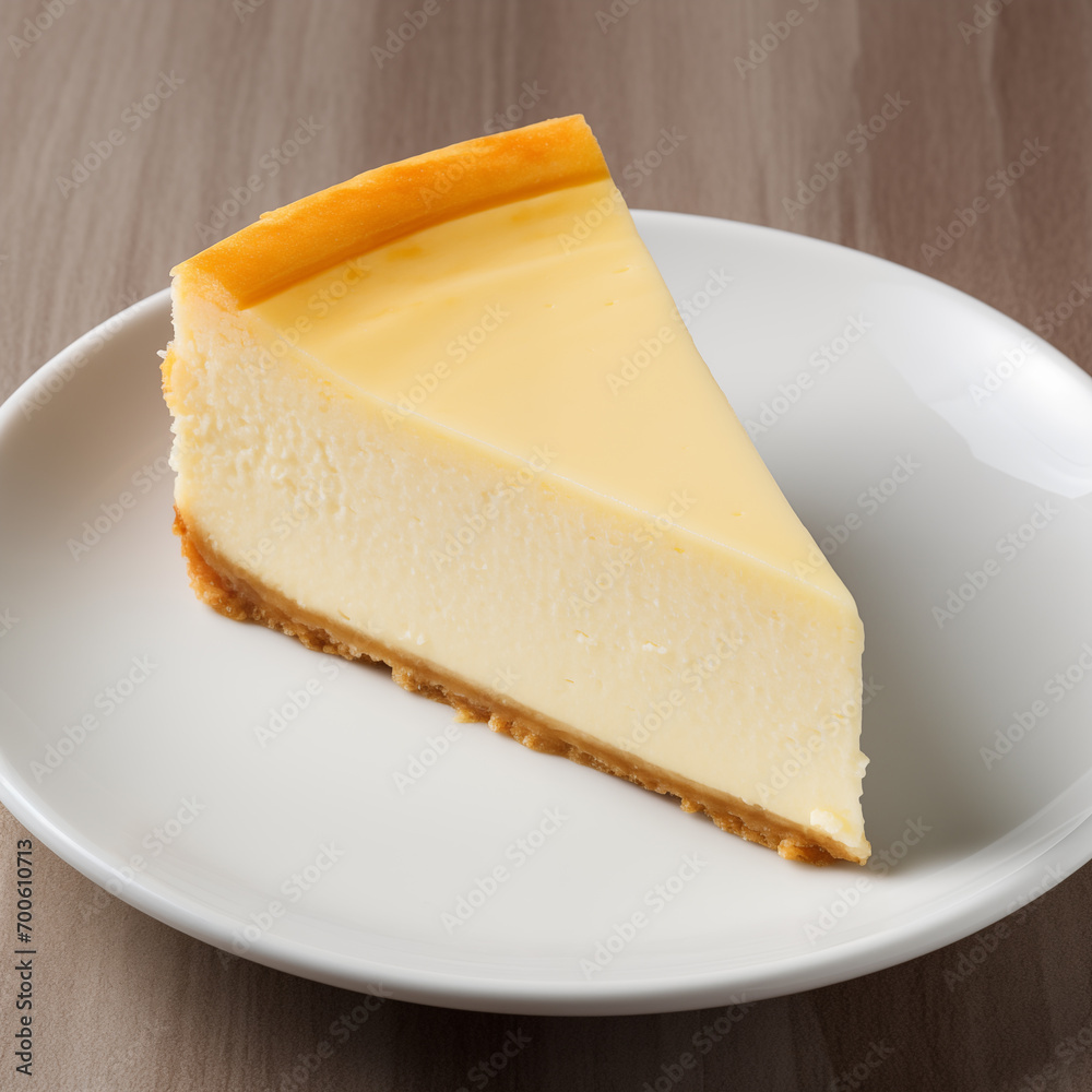 Classic New York cheesecake on the plate on the table