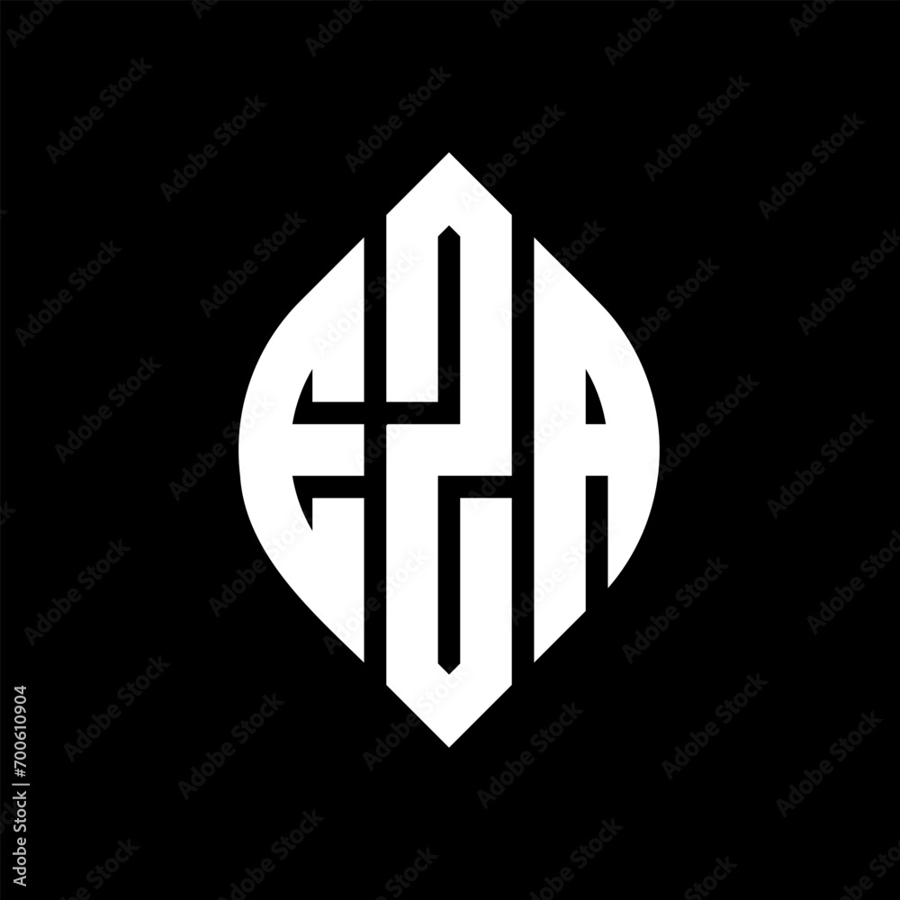 Obraz premium EZA circle letter logo design with circle and ellipse shape. EZA ellipse letters with typographic style. The three initials form a circle logo. EZA Circle Emblem Abstract Monogram Letter Mark Vector.