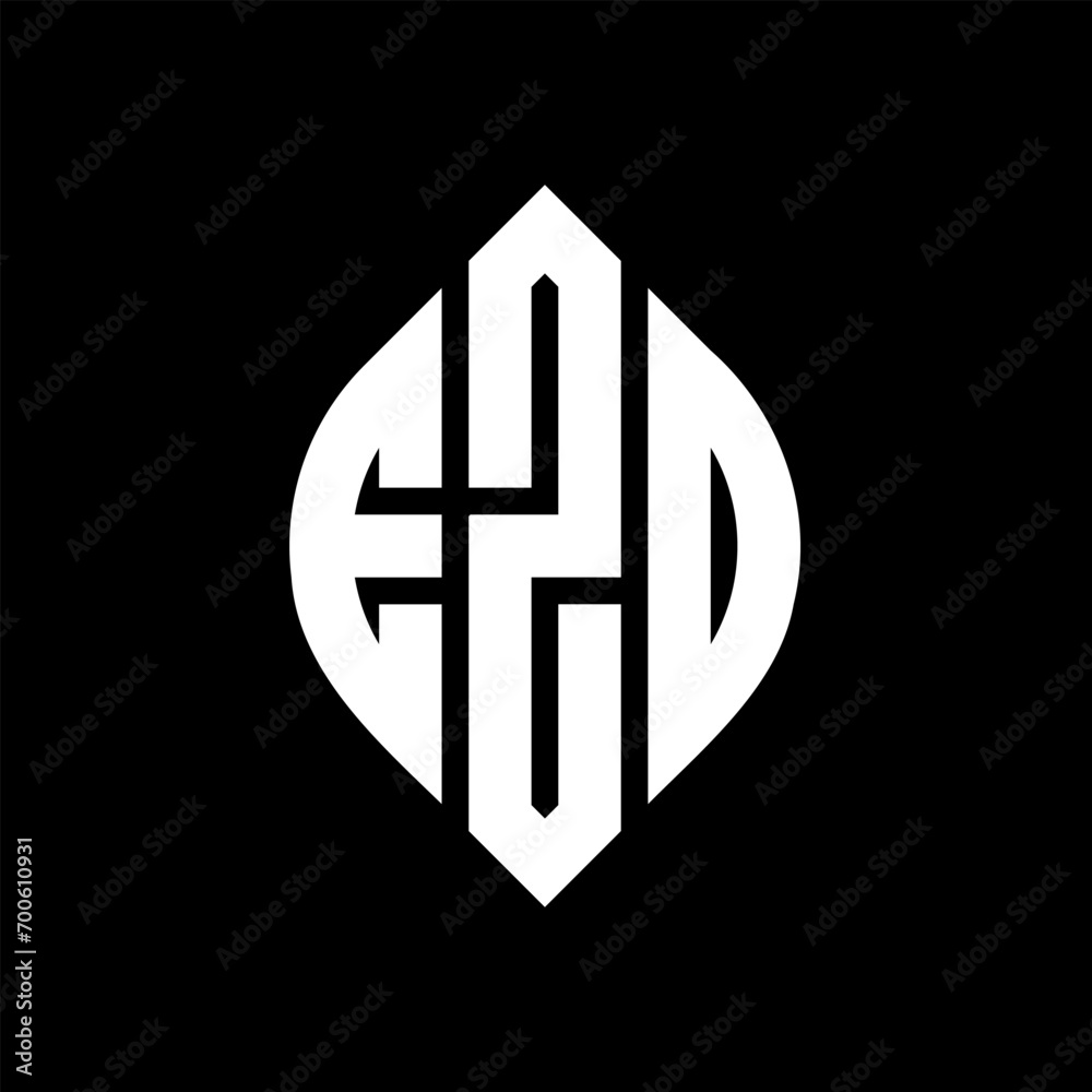 Fototapeta premium EZD circle letter logo design with circle and ellipse shape. EZD ellipse letters with typographic style. The three initials form a circle logo. EZD Circle Emblem Abstract Monogram Letter Mark Vector.