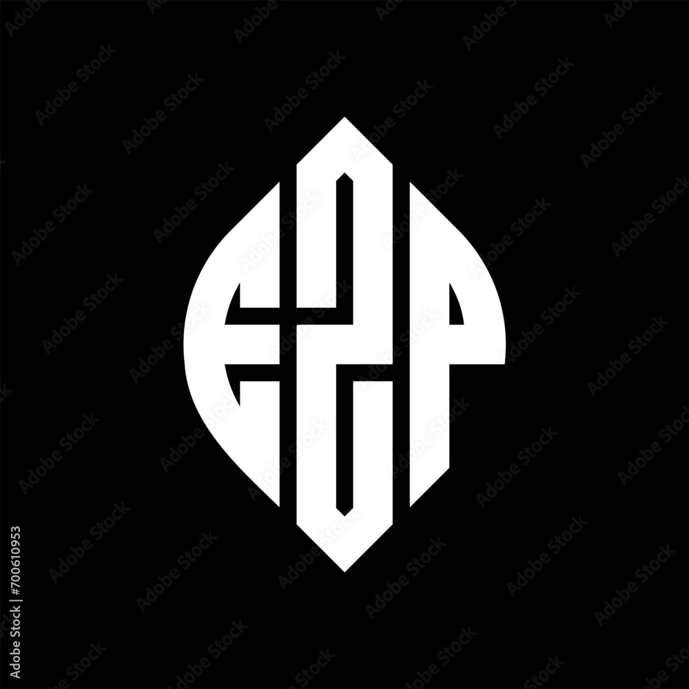 Obraz premium EZP circle letter logo design with circle and ellipse shape. EZP ellipse letters with typographic style. The three initials form a circle logo. EZP Circle Emblem Abstract Monogram Letter Mark Vector.