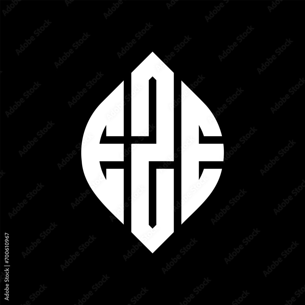 Obraz premium EZE circle letter logo design with circle and ellipse shape. EZE ellipse letters with typographic style. The three initials form a circle logo. EZE Circle Emblem Abstract Monogram Letter Mark Vector.