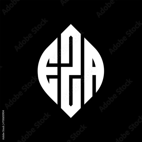 EZA circle letter logo design with circle and ellipse shape. EZA ellipse letters with typographic style. The three initials form a circle logo. EZA Circle Emblem Abstract Monogram Letter Mark Vector.