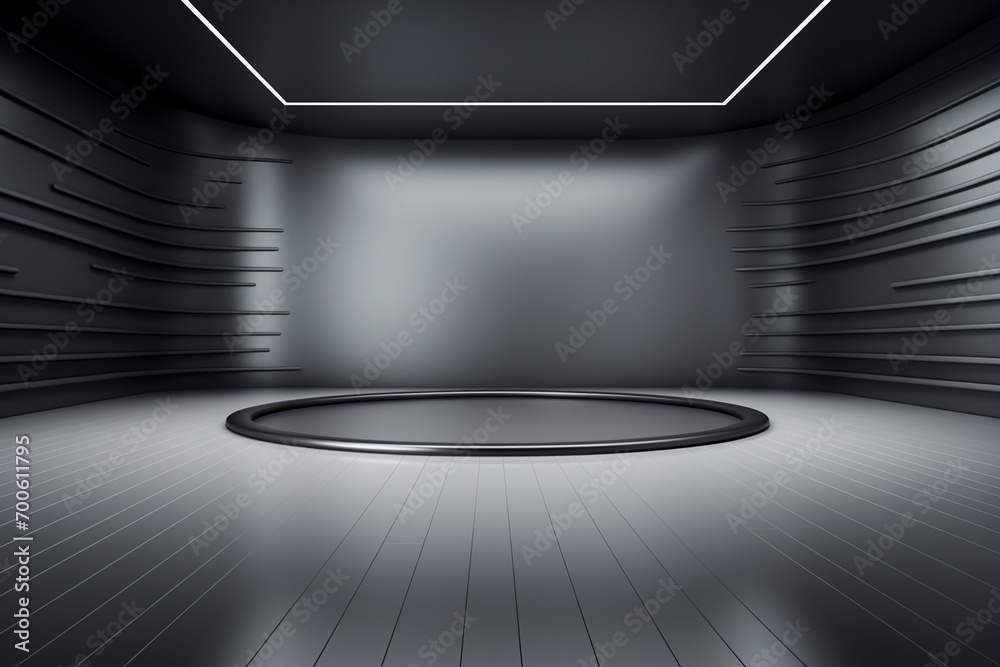 A minimalist and modern presentation backdrop with graphic lines in shades of crisp charcoal gray and cool silver, conveying precision and clarity. - obrazy, fototapety, plakaty 