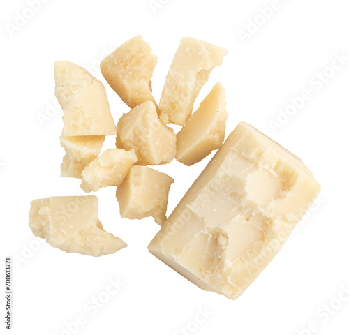 Φωτογραφία pieces of delicious parmesan cheese isolated, package design element, italian fo