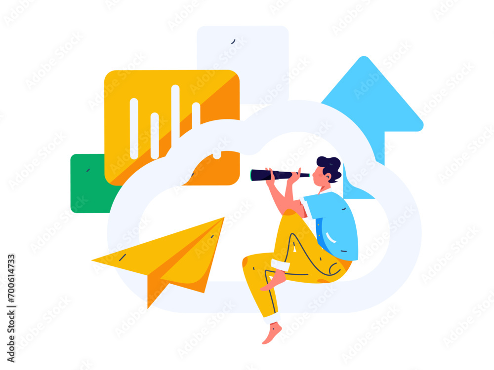 Fototapeta premium Flat vector illustration of business people operating work scene 