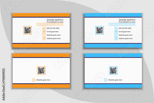 Creative and modern business card template, 2 colors business card design, double sided business card template modern and clean style . flat living coral color