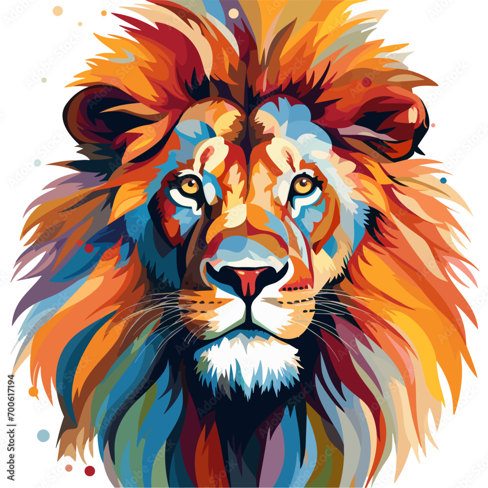 Fototapeta premium Majestic minimalist lion vector illustration.