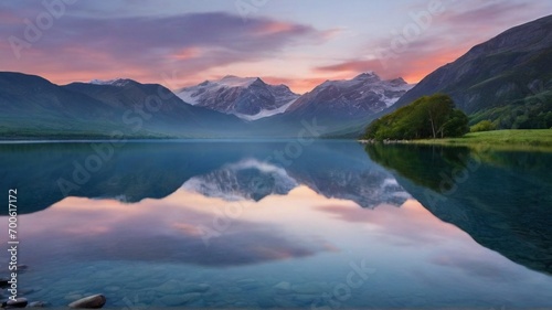 natures beauty reflected in mountain waters generated by ai