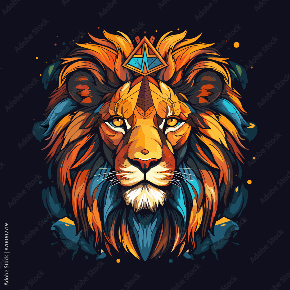 Majestic minimalist lion vector illustration.