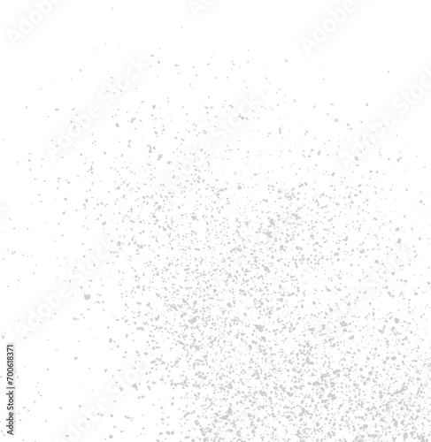 Photo image of falling down snow, fine small size snows. Freeze shot on black background isolated overlay. Fluffy White snowflakes splash cloud in mid air. Real Snow throwing shower