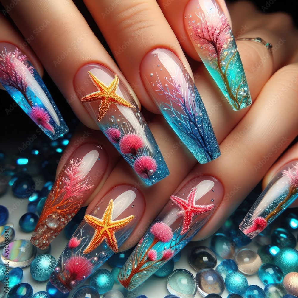 Obraz premium nails with a starfish