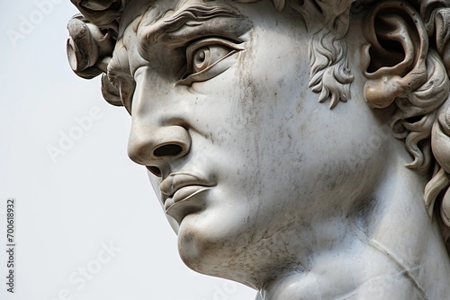 A beautiful stone stoic sculpture, statue of david portraying masculinity and stoicism.