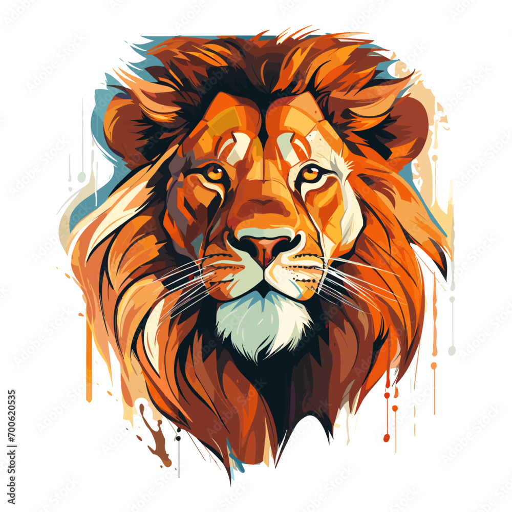 Fototapeta premium Majestic minimalist lion vector illustration.