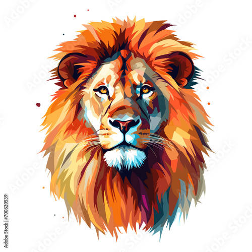 Majestic minimalist lion vector illustration.