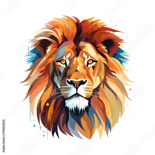 Majestic minimalist lion vector illustration.