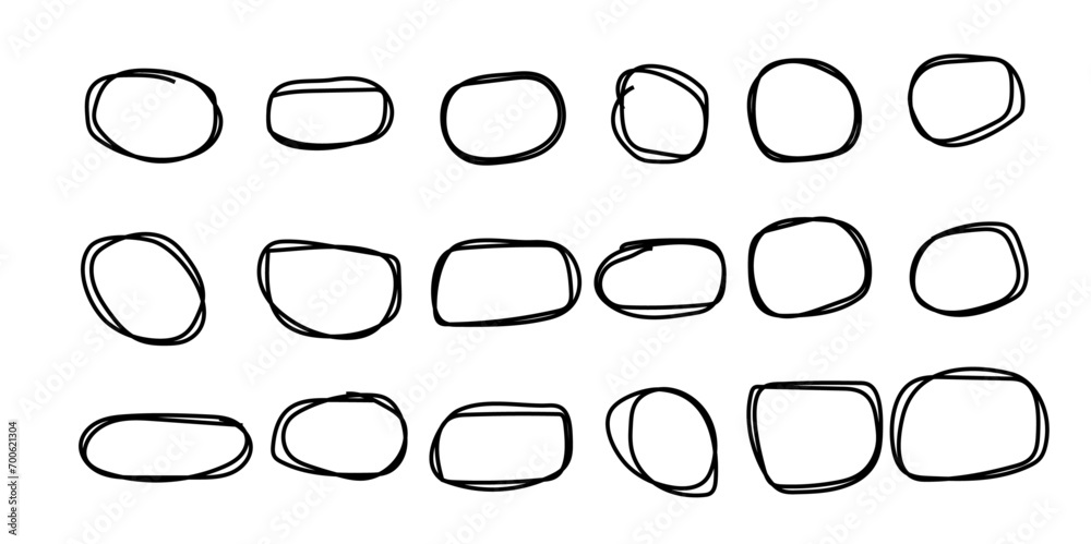 Hand drawn doodle grunge circle highlights. Marker scratch scribble in rounder. Round scrawl frames. Charcoal pen round ovals. Hand drawn vector illustration. Hand drawn doodle grunge circle highlights. Marker scratch scribble in rounder. Round scrawl frames. Charcoal pen round ovals. Hand drawn vector illustration.