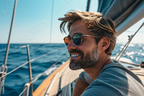 Handsome Man Enjoying Sunny Yacht Trip with Stylish Sunglasses © Nico Vincentini