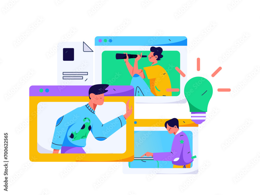 Flat vector illustration of business people operating work scene
Flat vector illustration of business people operating work scene