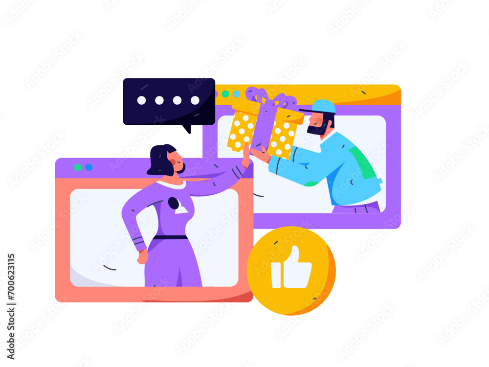 Flat vector illustration of business people operating work scene
