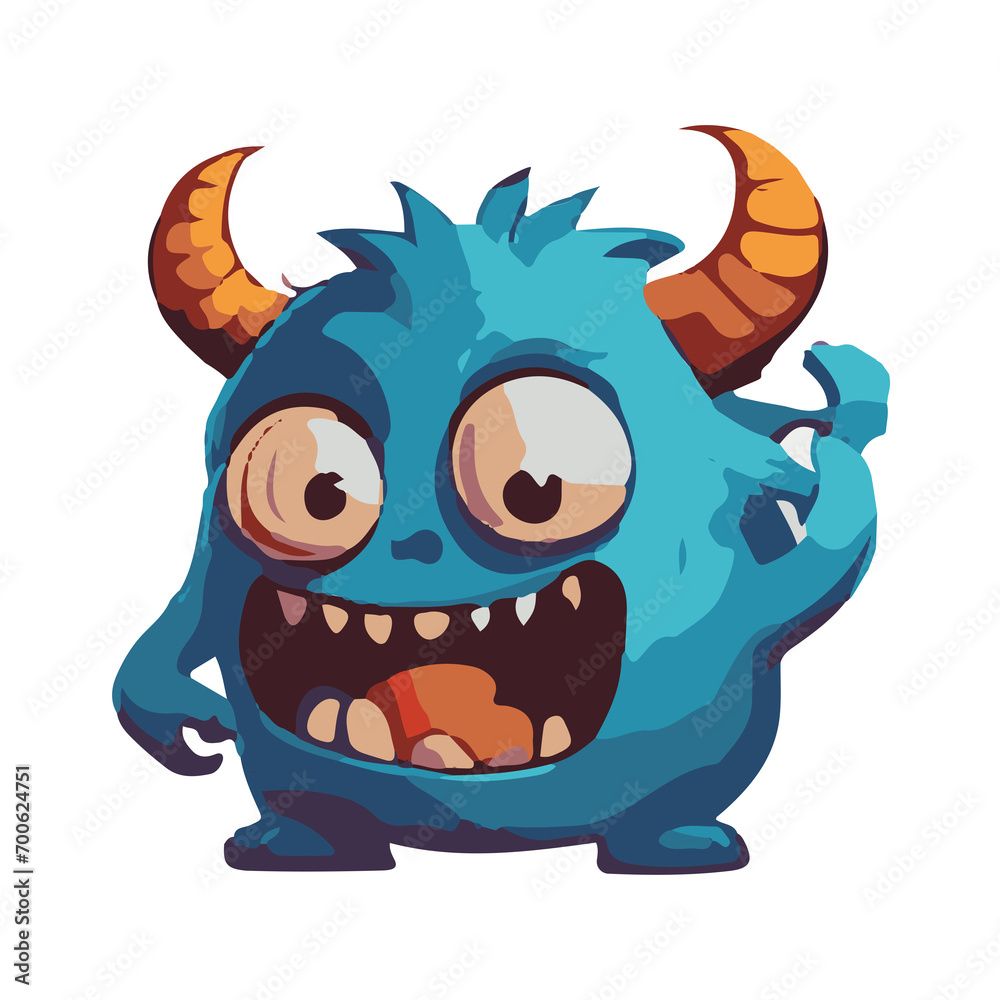 funny monster cartoon on png transparant background