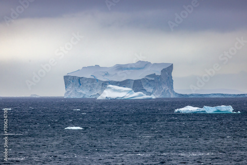 Iceberg in Antarctica on an overcast day.