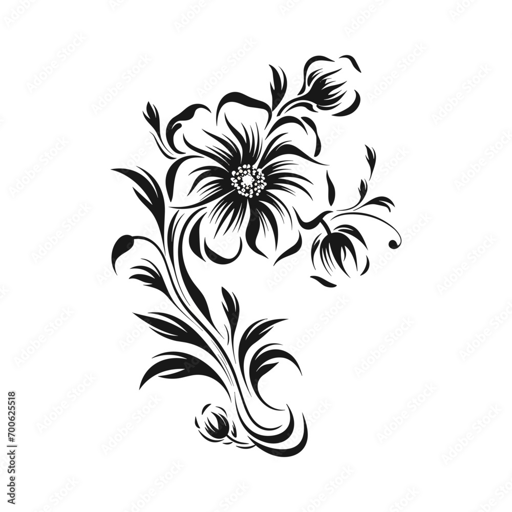 Beautiful minimalist flower illustration art.