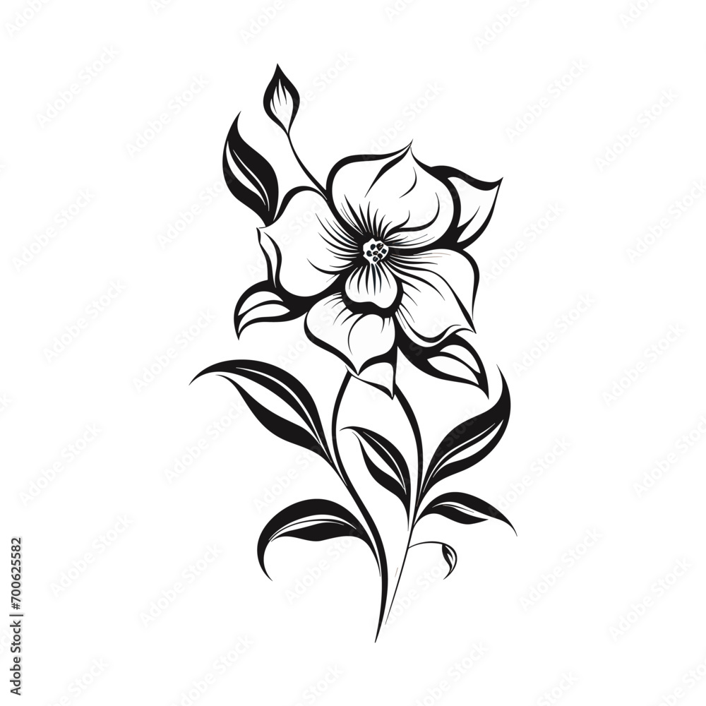 Beautiful minimalist flower illustration art.