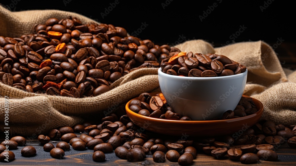 Fototapeta premium Cup of latte art coffee or cappuccino on the table