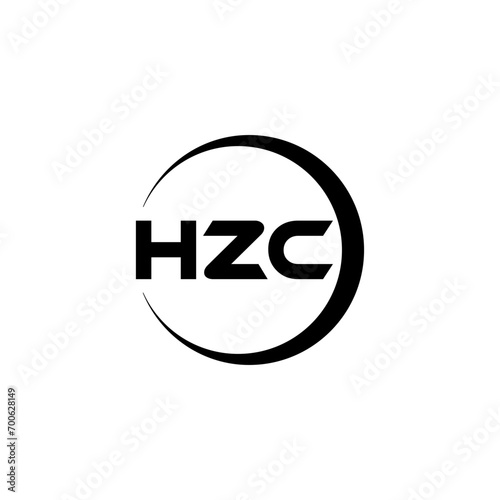 HZC letter logo design with white background in illustrator, cube logo, vector logo, modern alphabet font overlap style. calligraphy designs for logo, Poster, Invitation, etc.