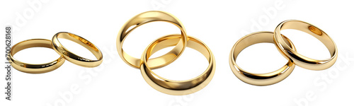 gold ring, couple ring, wedding ring isolated on a transparent PNG background, white background, Generative Ai photo