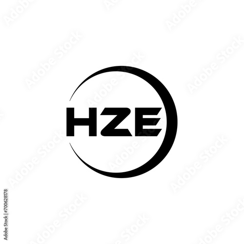 HZE letter logo design with white background in illustrator, cube logo, vector logo, modern alphabet font overlap style. calligraphy designs for logo, Poster, Invitation, etc. photo